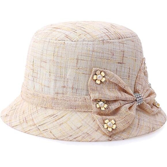 Accessories - Vintage Felt Cloche Hat Khaki 5